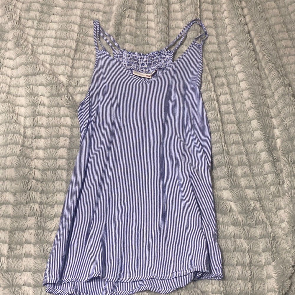 White and blue stripped flowy tanktop